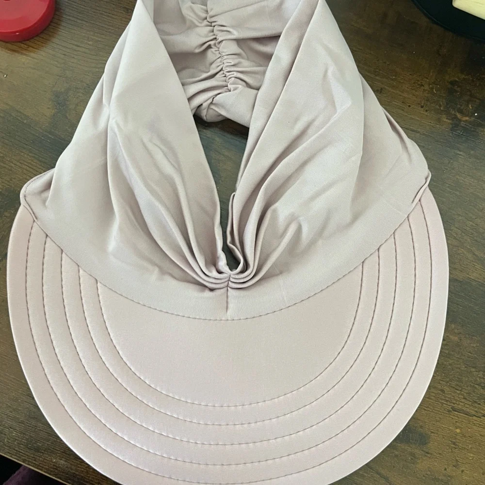 NWT Pleated Sun visor foldable stretchy summer hat for UV protection light pink - Picture 5 of 6